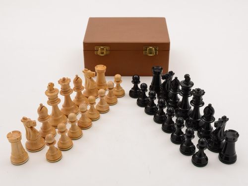Cased Boxwood Chess Set, Circa 1920