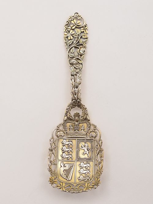 Pierced and Embossed Silver Gilt Spoon, Birmingham 1913
