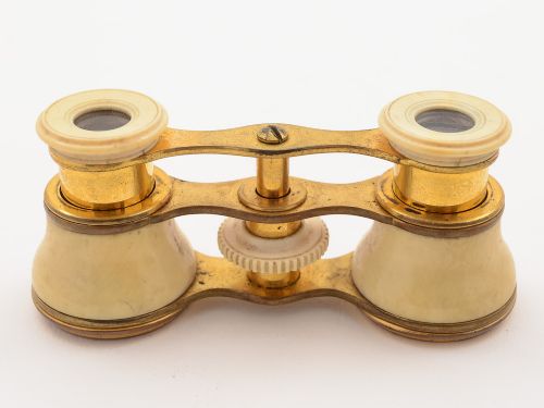 Pair of Victorian Brass Gilt and Bone Opera Glasses, Circa 1890