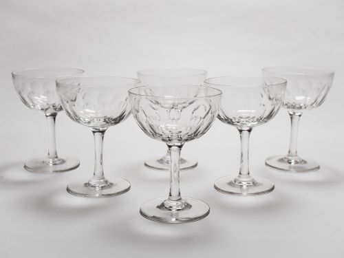 Set of 6 Cut Glass Champagnes, Circa 1900