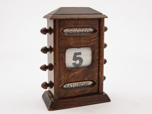 Edwardian Oak Desk Calendar, Circa 1900