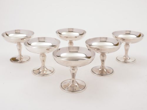 Set of 6 Art Deco Ice Cream Dishes, Elkington 1933