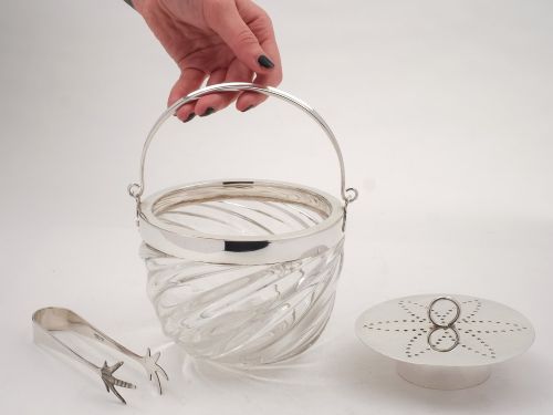 Victorian Spiral Cut Glass Ice Bucket, Circa 1890