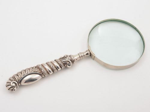 fig 1. Victorian Silver Handled Magnifying Glass, Circa 1895