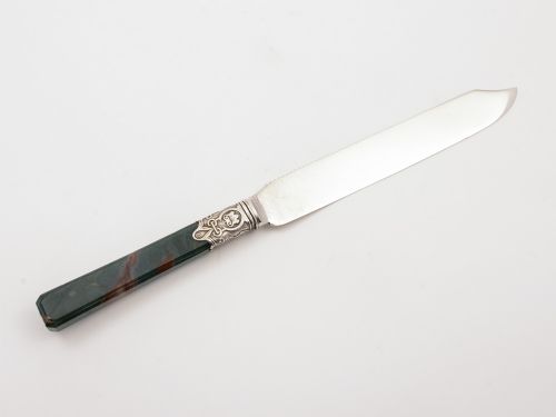 Scottish Agate Handled Silver Cake Knife, Sheffield 1911