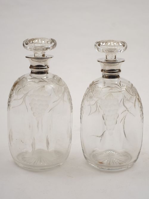 fig 1. Pair of Silver Topped Decanters, London 1928