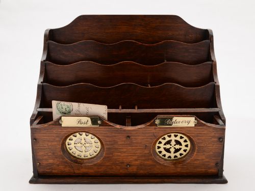 Victorian Oak & Brass Letter/document Rack, Circa 1890