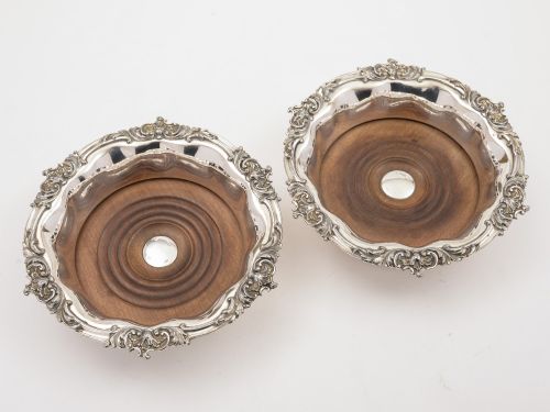 Pair of Victorian Sheffield Plated Wine Coasters, Circa 1850
