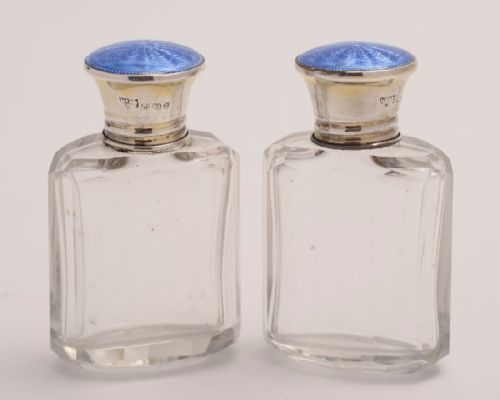 Silver Topped Enamel Scent Bottles Birmingham 1923