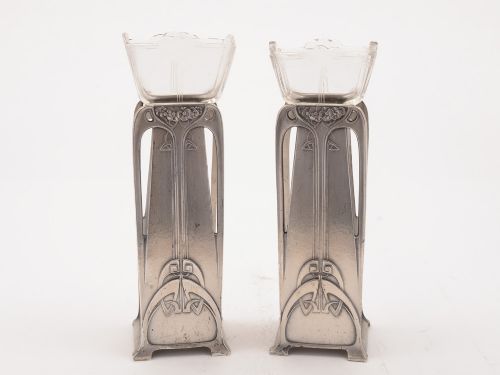Pair of Art Nouveau Pewter Vases, Circa 1900