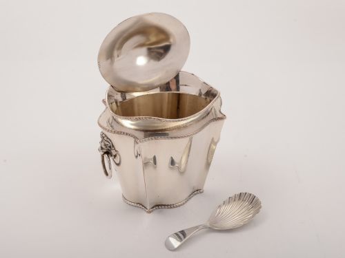 fig 1. Edwardian Serpentine Shaped Tea Caddy, Circa 1905