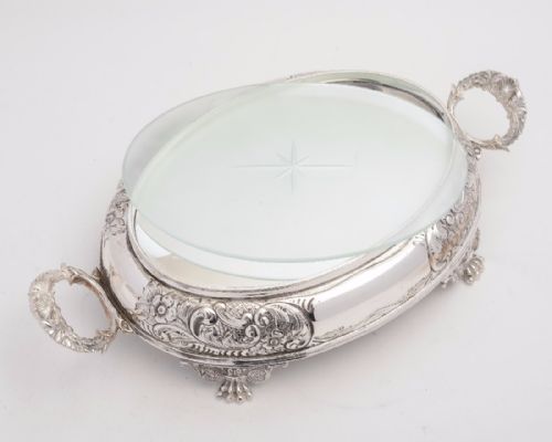 fig 1. Embossed Victorian Silver Plated Cheese Platter