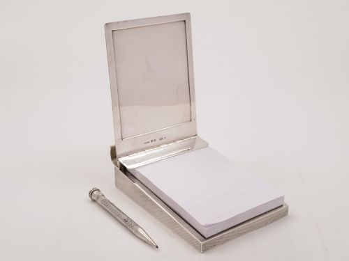 Art Deco Silver Asprey Notebook Holder, London 1930