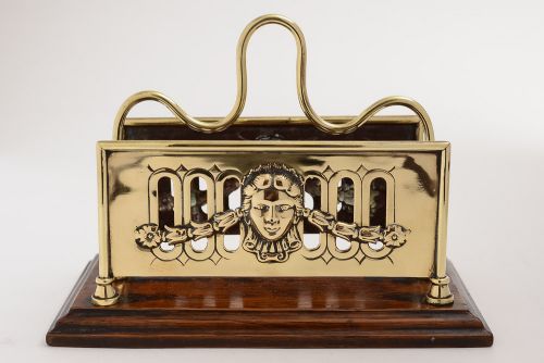Edwardian Brass & Oak Letter Rack, Circa 1900