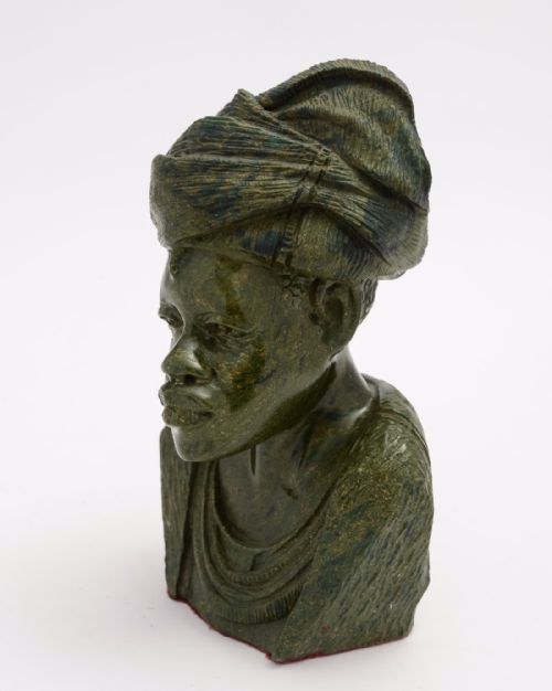 African Tribal Bust Carved in Green Granite, Circa 1930