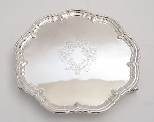 Victorian Pie Crust Silver Plated Salver, Circa 1890