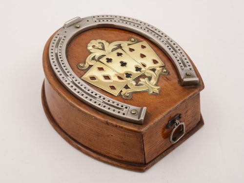 Victorian Horse Shoe-shaped Cribbage Board, Circa 1890