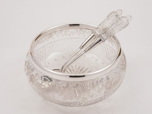 Edwardian Etched Glass Salad Bowl, Circa 1905