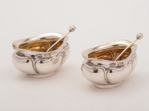 Pair of George V Art Nouveau Silver Salts, Birmingham 1912