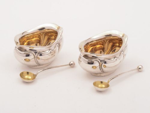 fig 1. Pair of George V Art Nouveau Silver Salts, Birmingham 1912