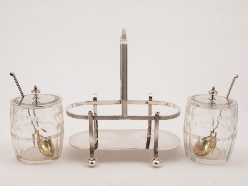 fig 1. Art Deco Preserve Pots in Caddy, Circa 1930