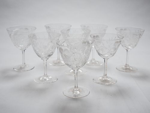 Edwardian Set of 8 Wine Glasses, Circa 1905