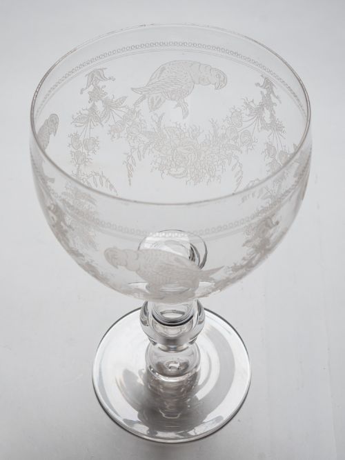 Etched Glass Punch Bowl, Circa 1890