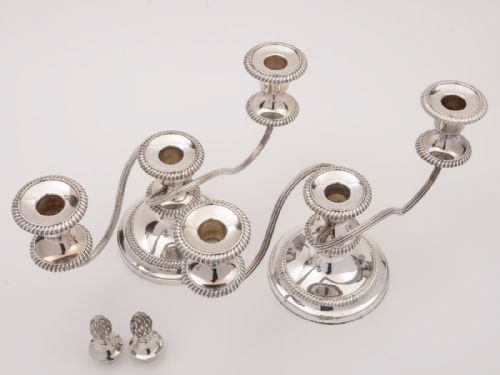 fig 1. Pair of Silver Plated Barker Ellis Candelabras