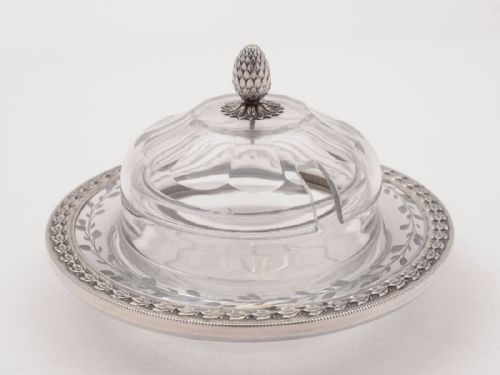 French Silver and Glass Preserve Pot, Circa 1900