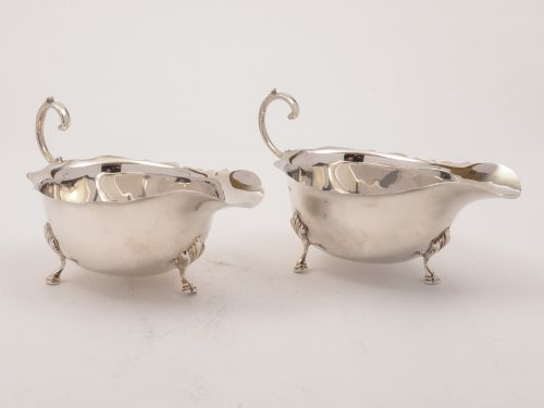 Pair of Art Deco Silver Sauce Boats, Sheffield 1929