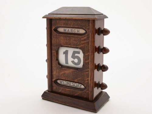 Edwardian Oak Desk Calendar, Circa 1900