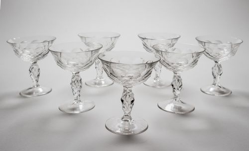 Set of 7 Champagne Glasses, Circa 1920