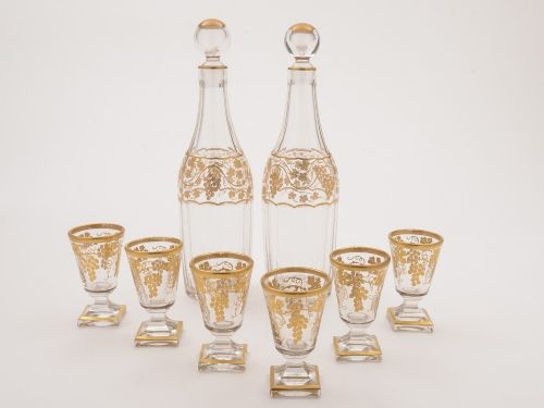 French Decanter and Glass Set, Circa 1900