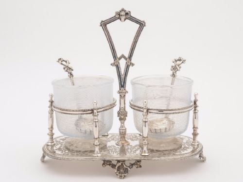 Victorian Cream & Sugar in Stand, Circa 1880