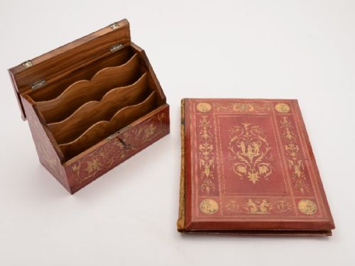 Inlaid Italian Sorrento Ware Document Box and Folder, Circa 1905