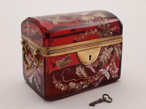 Victorian Bohemian Glass Jewellery Box, Circa 1880