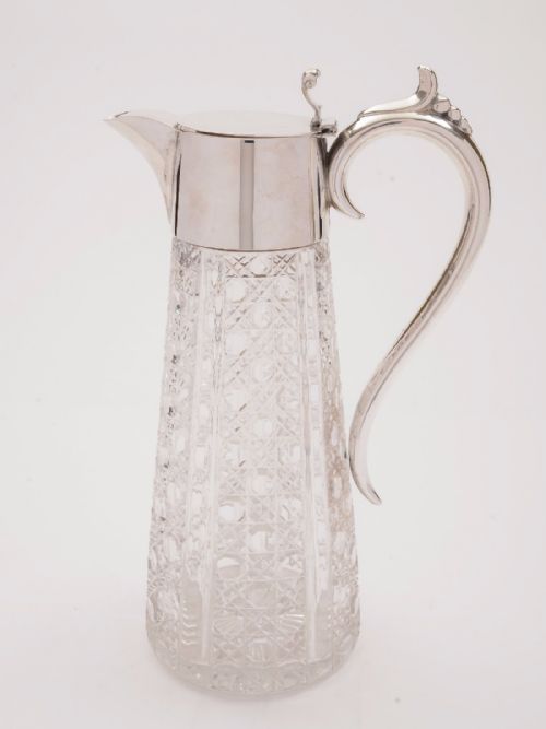 19th Century Victorian Cut Glass and Silver Plated Claret Jug, Circa 1890