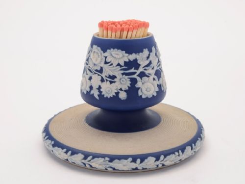 19th Century Victorian China Jasperware Match Striker, Circa 1890