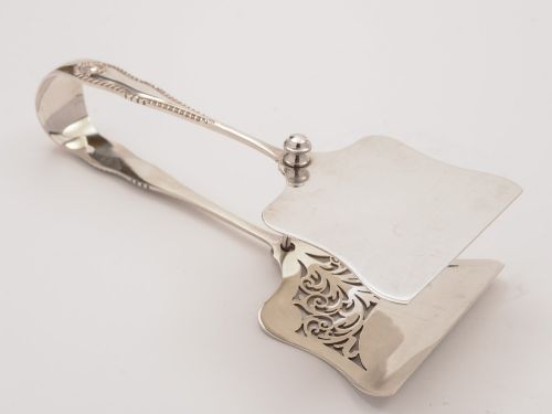 fig 1. Victorian Silver Plated Serving Tongs, 1887