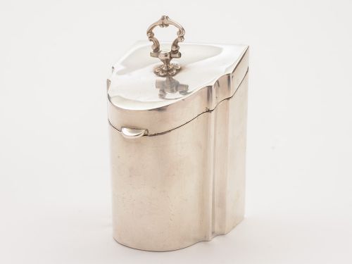 Edwardian Novelty Silver Tea Caddy, Birmingham 1908