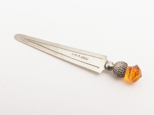 Edwardian Silver Thistle Shaped Bookmark, 1906