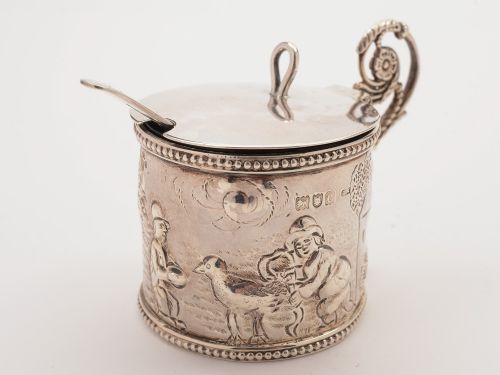 fig 1. Victorian Silver Drum Shaped Mustard Pot, London 1898