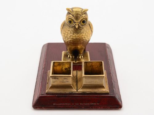 Victorian Novelty Brass Owl Stamp Dispenser