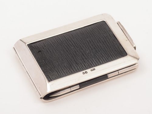 Victorian Silver and Leatherette Notebook Holder, London 1891