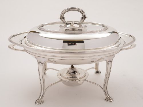 Art Deco Elkington Silver Plated Entree Dish on Stand, Circa 1925