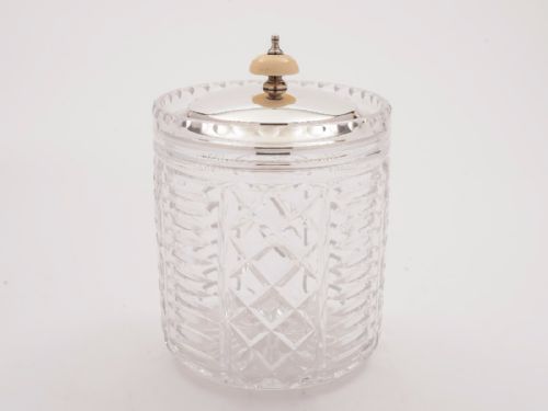 Silver Lidded Biscuit Box/cookie Jar, Sheffield 1936