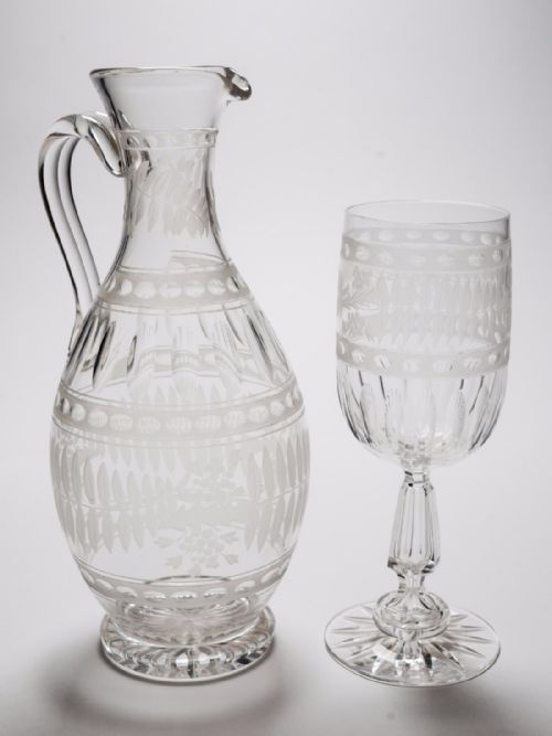 Victorian Glass Claret Jug and Goblet, Circa 1890