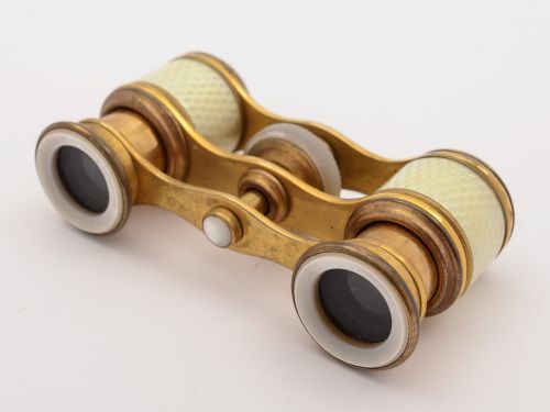 Edwardian Brass and Guilloche Enamelled Opera Glasses, Circa 1905