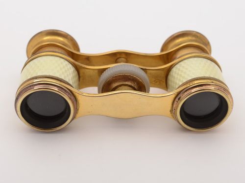 fig 1. Edwardian Brass and Guilloche Enamelled Opera Glasses, Circa 1905