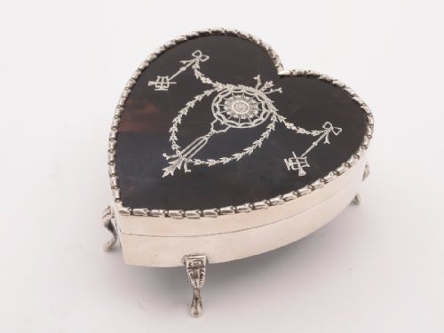 Edwardian Silver and Tortoise Shell Trinket Box, London 1909
